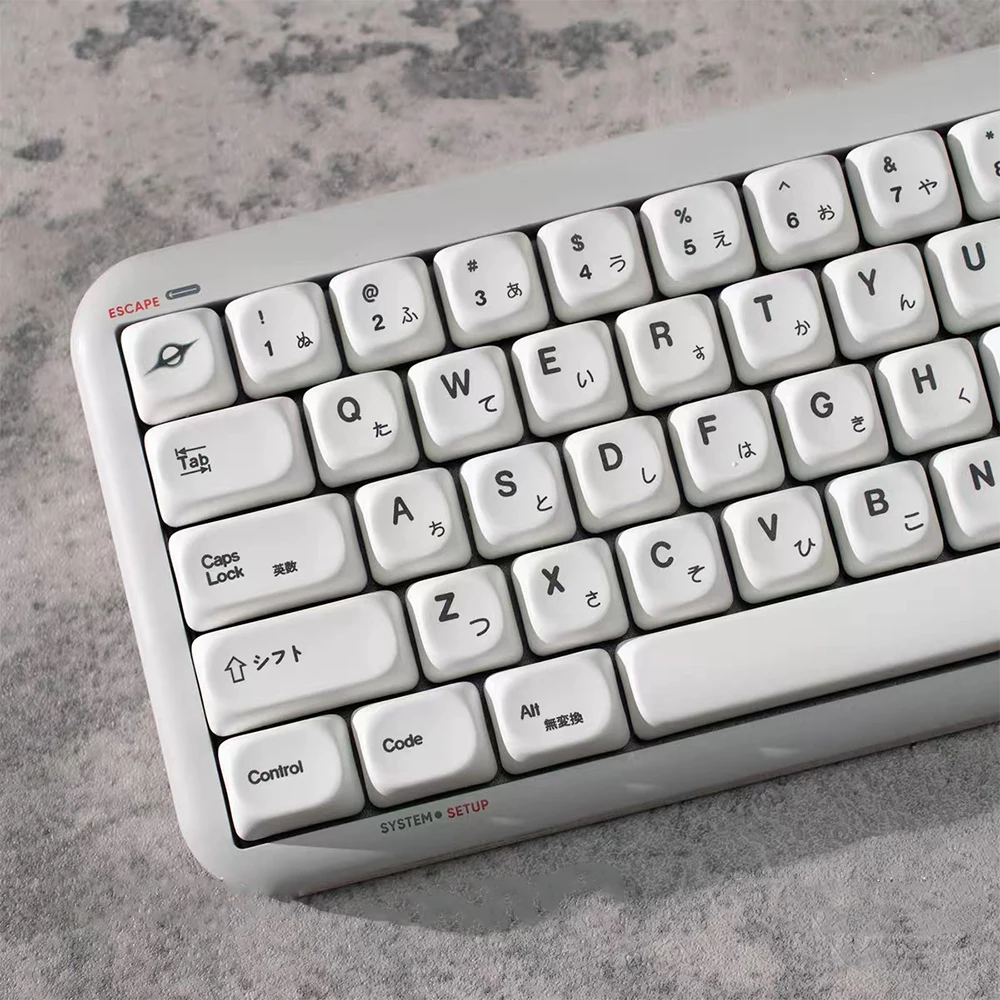 129 Tasten minimalistische weiße Tastenkappen MO-Profil Japanisch Englisch Koreanisch Russisch PBT Tastenkappen für mechanische Cherry MX-Tastatur Image