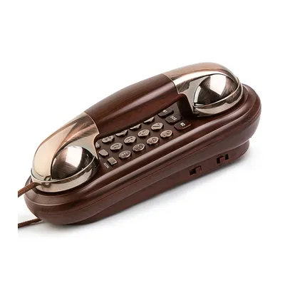 Corded Phone Vintage Wood Grain Wall Phone, with Big Buttons, Loud Mechanical Ringer, Volume Control, Redial, Mute, Flash