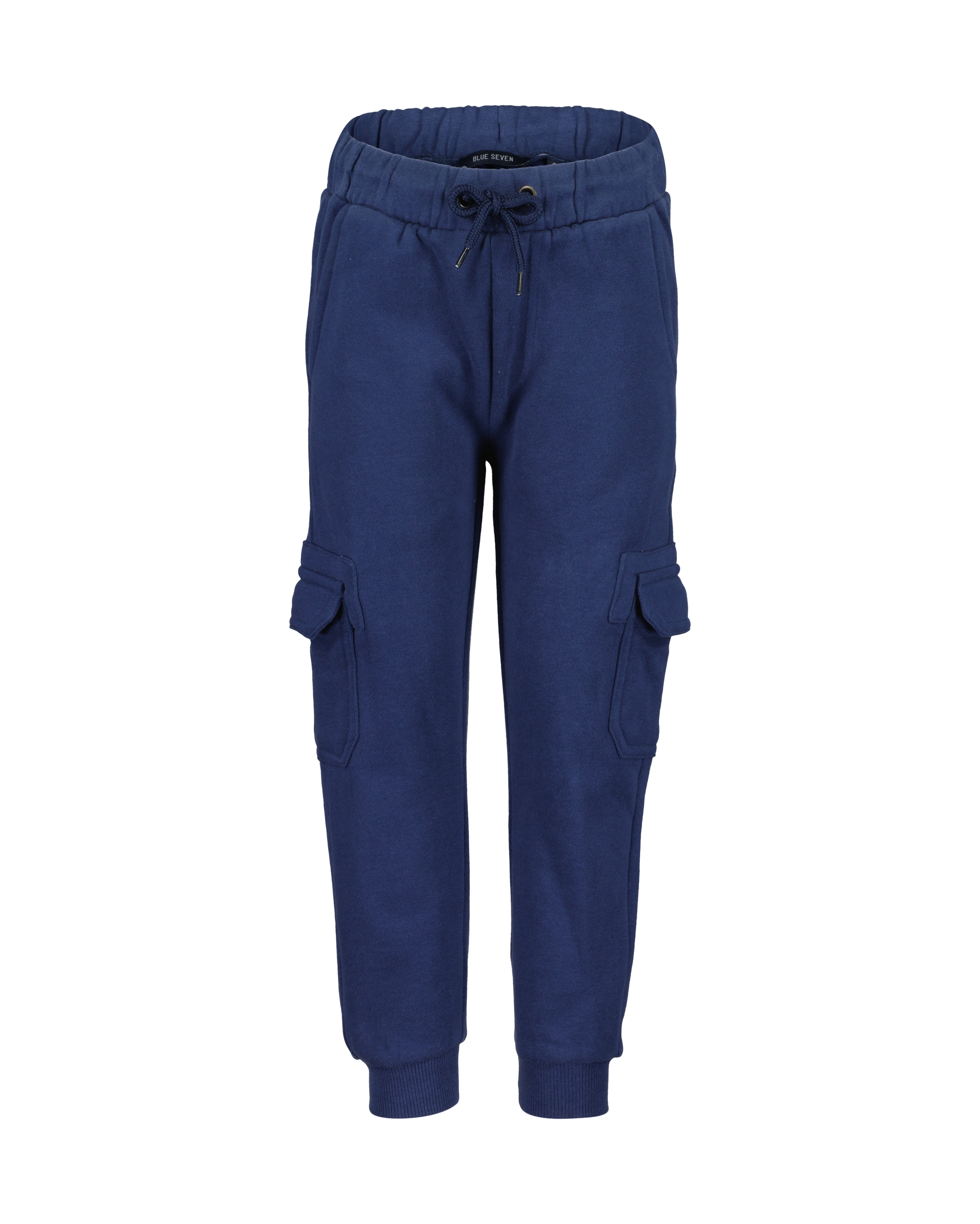 Sweathose BLUE SEVEN, Jungen, Gr. 104, N-Gr, blau (dk blau), Sweatware, Obermaterial: 100% Baumwolle, unifarben, regular fit knöchellang, Hosen, mit aufgesetzten Cargotaschen am Bein Image