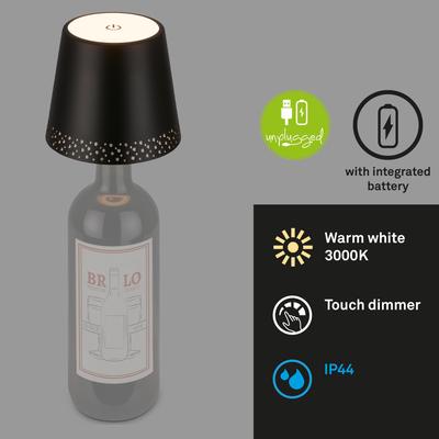 BRILONER LEUCHTEN Tischleuchte "Tischleuchte FLASKA", schwarz (schwarz, grau), Lampen Image