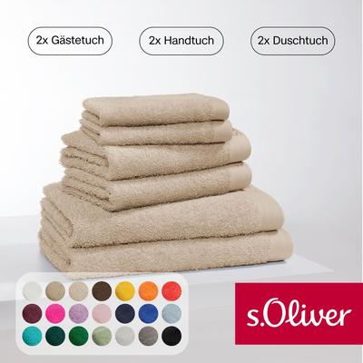 Handtuch Set S.OLIVER "s.Oliver, Premium Qualität, 600 gr/m²", beige, 6 St., 2 Gästetücher 30x50cm-2 Handtücher 50x100cm-2 Duschtücher 70x140cm, Walkfrottier, Walkfrottier, Baumwolle, Handtücher (Packung), 2 Gästetücher 30x50, 2 Handtücher 50x100, 2... Image