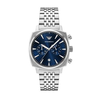 Chronograph EMPORIO ARMANI, edelstahlfarben, dunkeblau, Armbanduhren, Herren, Quarzuhr, Armbanduhr, Herrenuhr, Edelstahlarmband, analog, Tag Image