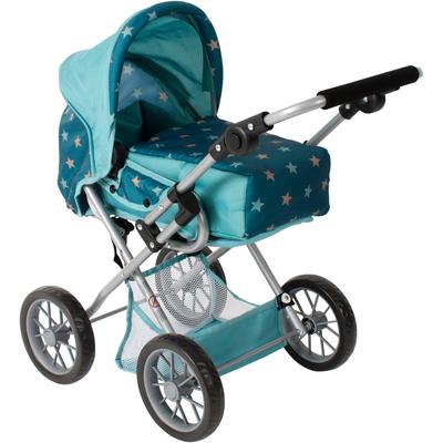 Kombi-Puppenwagen CHIC2000 "Leni", sternchen türkis, Puppenwagen, KinderB:37cm H:68cm T:64cm, Metall, Kunststoff, Stoff, mit herausnehmbarer Tragetasche, B:37cm H:68cm T:64cm