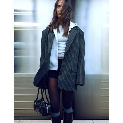 Bershka Oversized Blazer Women M Dark Grey