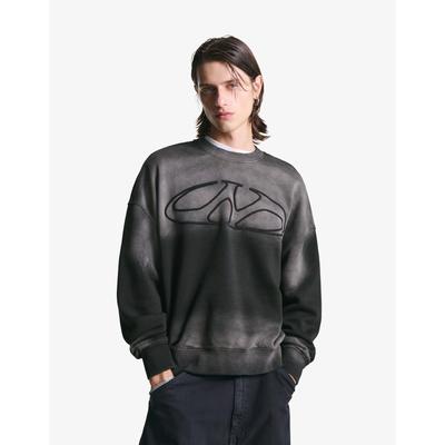 Bershka Oversize Faded-Effect Sweatshirt Men M Grey