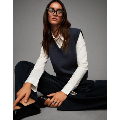 Bershka Soft Touch V-Neck Vest Women S Blue
