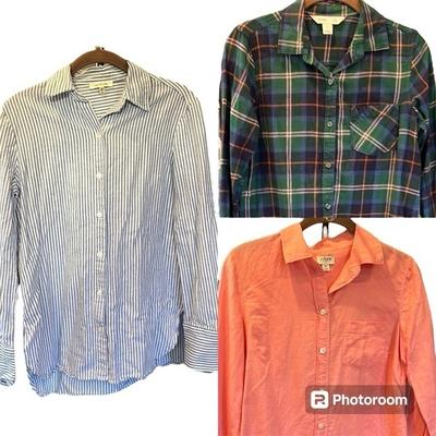 J. Crew Tops | Bundle Of 3 Button-Down Shirts Striped Plaid Max Studio Old Navy J Crew Xs | Color: Blue/Pink | Size: Xs