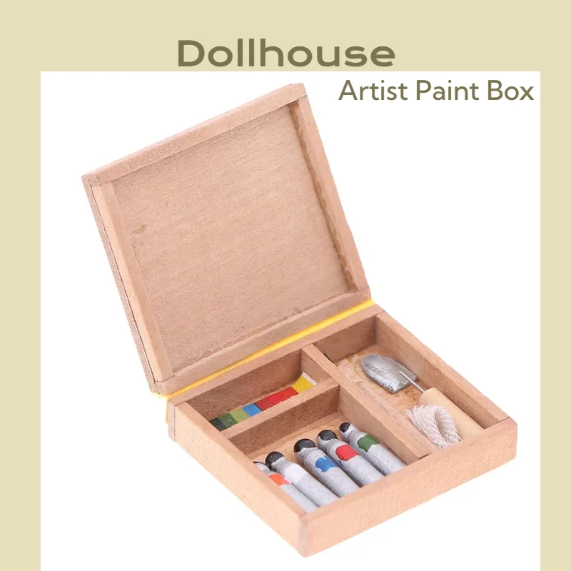 1Set 1:12 Puppenhaus Miniatur Künstler Farbe Stift Holz Box Modell Spielzeug Puppen Zubehör