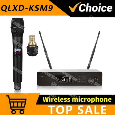 High Quality！QLXD4 KSM9 UHF Profeesional Wireless Microphone System，Stage Performances Singing Party Handheld Dynamic Mic