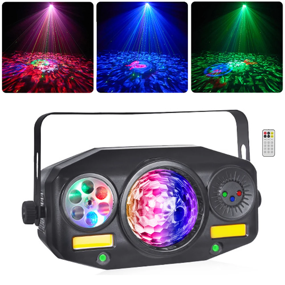 Stage Dj Party Light 4IN1 Effect Magic Ball Water Wave Strobe Light LED Pattern Lights DMX Control Lazer Light Projector For Bar