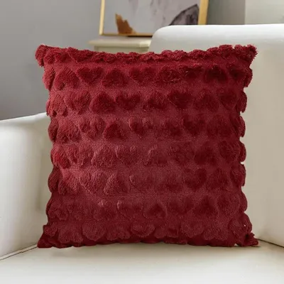 1PC Moderne Einfarbig Liebe Plüsch Werfen Kissen Abdeckung Hochzeit Valentinstag Kissen Abdeckung Hause Schlafzimmer Wohnzimmer Sofa decor Image