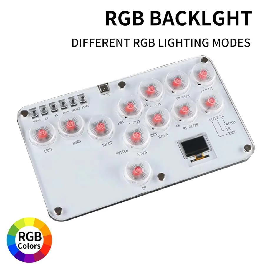 Hebelloser Controller Fight Sticks 12 Tasten All-Button Mini Fighting Game Arcade Stick Stickless Arcade Stick für PS3 PS4 Switch PC