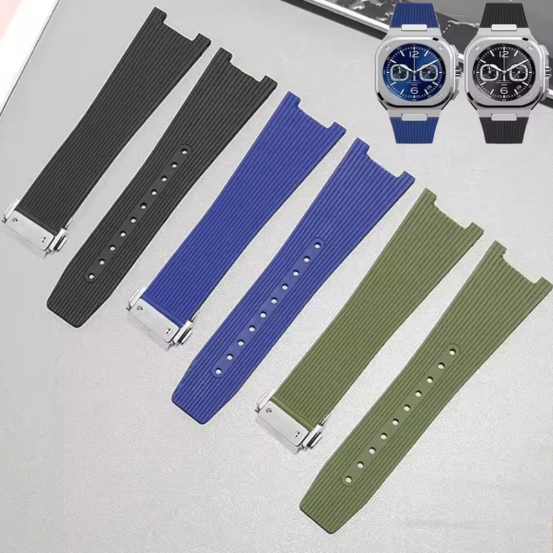 Für Bell&Ross Kautschukarmband BR05-Armband B&R INGRUMENTS Silikonarmband quadratische Uhr BRX5-Gummiband spezielles weiches Armband 25-12 mm Image