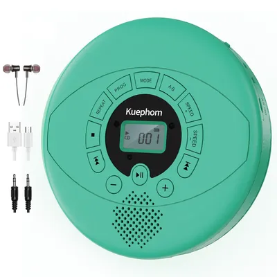 Kuephom Portable CD player rechargeable discman CD walkman with speaker and headphones USB MP3 playable
