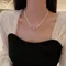 New Fashion Baroque Pearl Heart Chain Necklace Women Collar Wedding Punk with Magnet Love Pendan Bead Choker Necklaces Jewelry