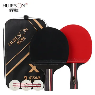 Huieson 3-Sterne-Tischtennisschläger, Basis aus reinem Holz, hochelastisches Leaner Pingpongball-Paddel-Set für Anfänger Image