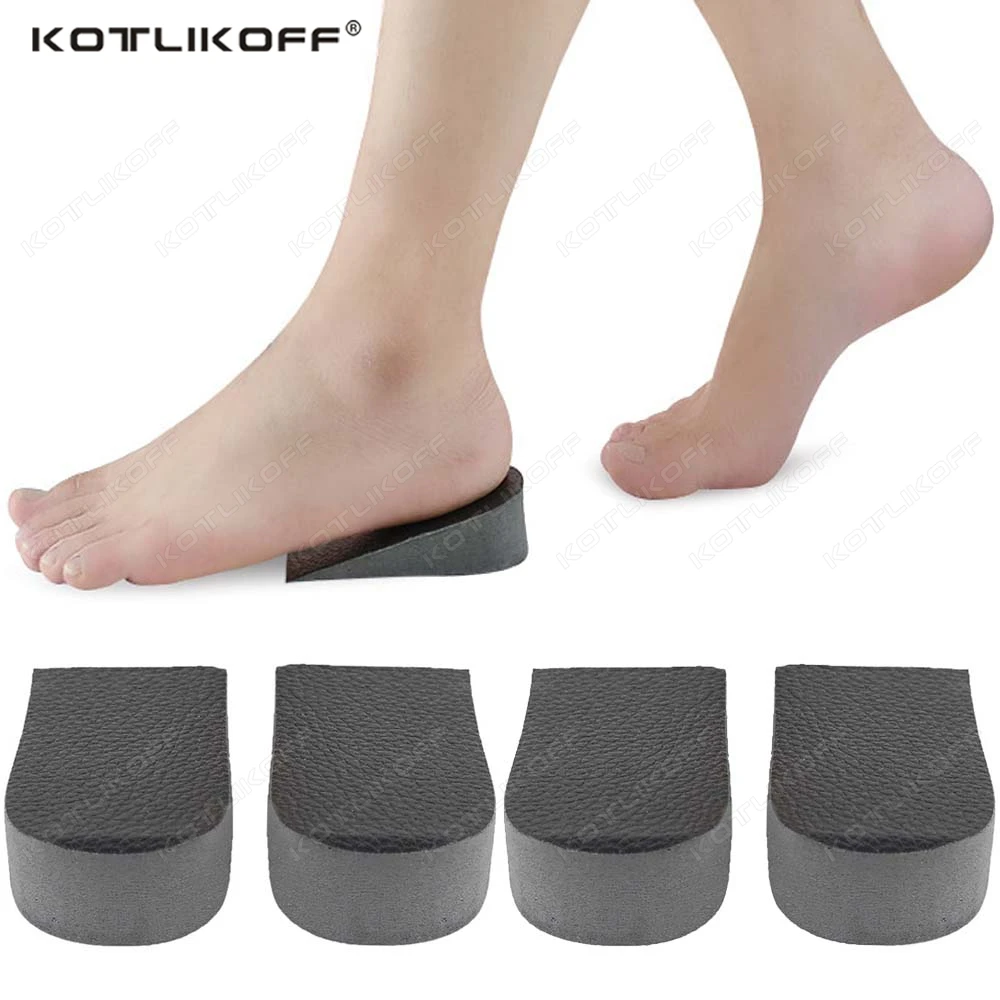 1 Paar Hart-PU-Leder-Einlegesohle zur Erhöhung der Höhe, Turnschuhe, Ferseneinsatz, erhöhte halbe Einlegesohlen, 1–3 cm, Schuhpolster, Einlegesohlen für Unisex Image