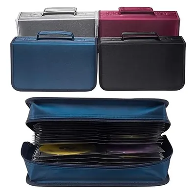 Travel Disc Box DVD Storage Bag CD Wallet Zipper Car Space Saving Large Capacity 128 CDs Home Holder Black