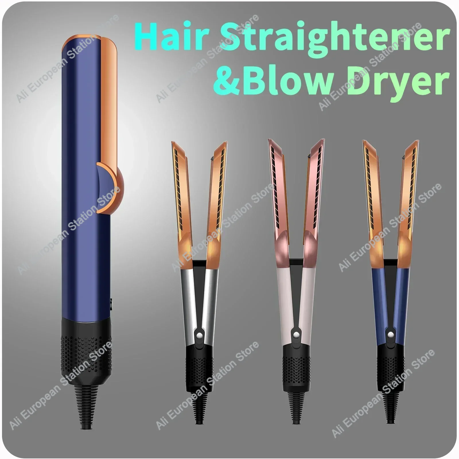 2-in-1 professioneller Haarglätter und Haartrockner, beheizbares Haar-Glätteisen, Negativ-Ionen-Eisen, langlebiges Styling-Werkzeug Image
