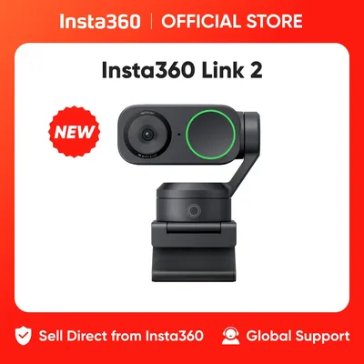 Insta360 Link 2 & 2C- PTZ 4K Webcam for PC/Mac, 1/2" Sensor, AI Tracking, HDR, AI Noise-Canceling Mic, Gesture Control