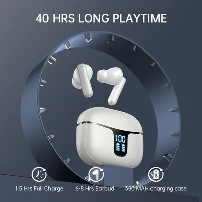 Kabellose Ohrhörer mit Bluetooth 5.3, In-Ear-Kopfhörer mit 4 ENC-Mikrofonen und 40 Stunden Spielzeit, inklusive LED-Anzeige. Image