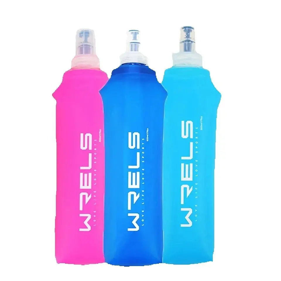 WRELS Fahrrad-Wasserflasche, auslaufsicher, langlebig, weiche Flasche, Sport-Wasserbeutel mit hohem Durchfluss, BPA-frei, tragbare faltbare TPU-Wasserflasche Image
