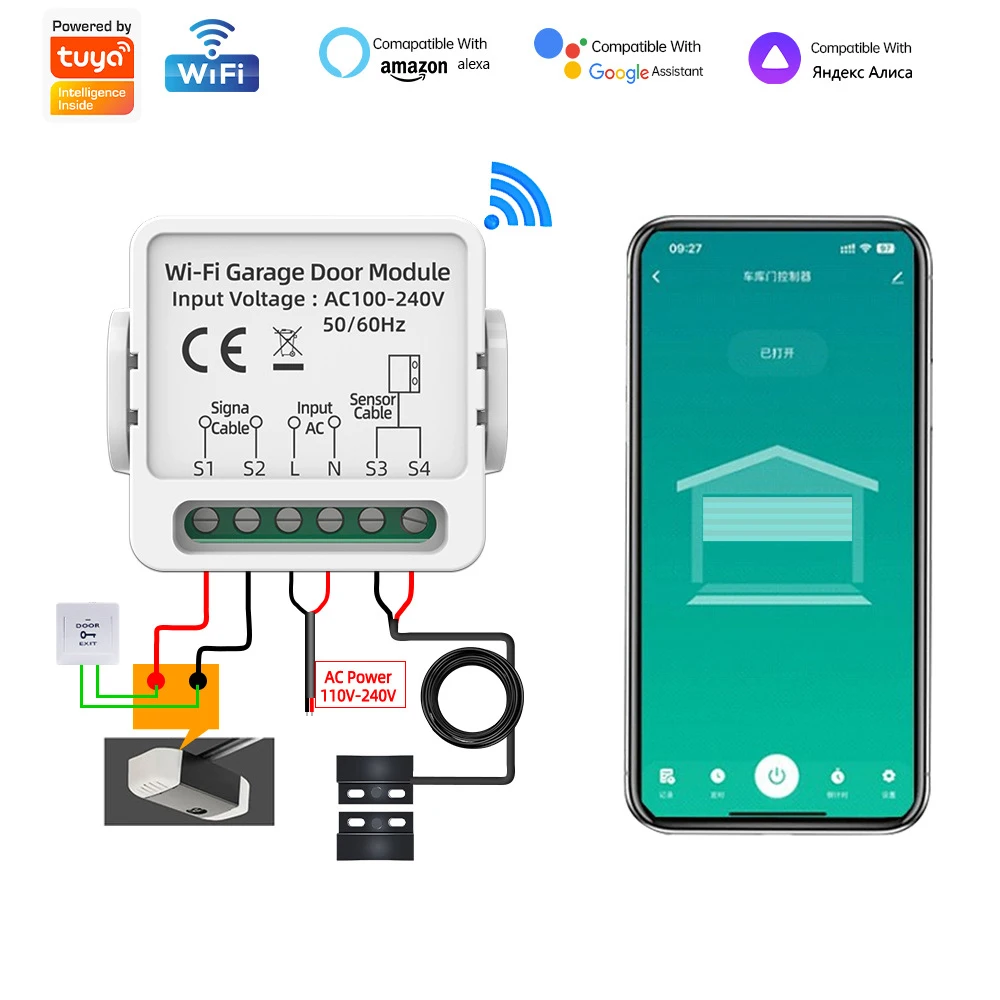 WiFi Schiebetor Garagentor Motor Öffner Fernbedienung Schalter Tuya Smart Leben Öffnen google Home Remote Alexa Garage Controller Image