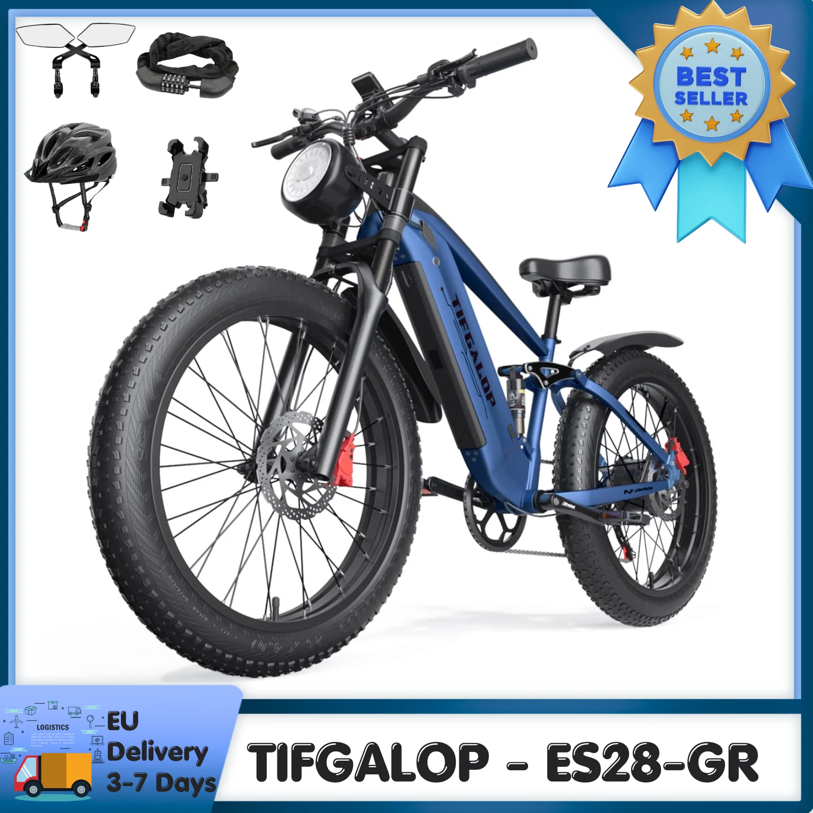 Tifgalop Elektro fahrrad, bürstenloser Hochfrequenz motor vtt, abnehmbare 48V 18ah Batterie, maximale Reichweite 45-90 km, 26-Zoll-Reifen Image