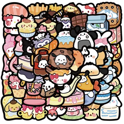 55 Stück Anime-Cartoon-Lebensmittel-Aufkleber – wasserdichte DIY-Dekoraufkleber für Notebook, Computer, Tagebuch, Handyhülle (Anime Worlds Store) Image
