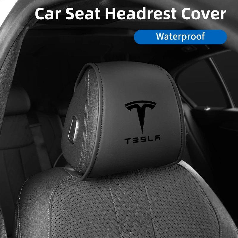 2 pezzi Car Styling collo federa poggiatesta in pelle copertura di stoccaggio per Tesla modello 3 modello S modello X modello Y Roadster Bonina bobina