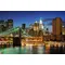 New York City Brooklyn Bridge Downtown Grattacieli Notte Manhattan Skyline Hudson River sfondo sfondo fotografico