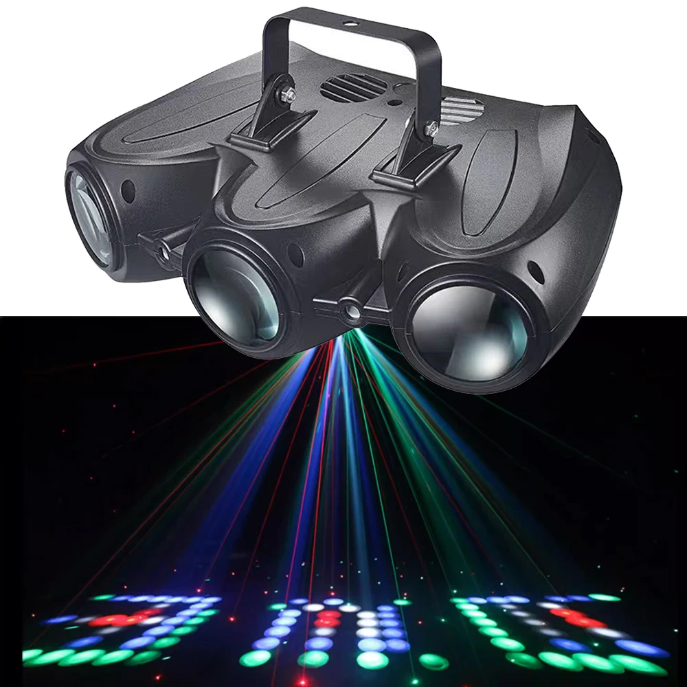 DJ Light Three Head Airship Lazer Light Projector Colorful 192LEDS RGBW Patterns Stage Effect Lights for Party Wedding Club Show