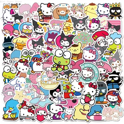 10/30/50/100 Stück Sanrio Kawaii My Melody Kuromi Hello Kitty Aufkleber Ästhetische Aufkleber Laptop Scrapbook Handy Dekoration Aufkleber Image