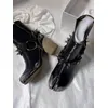 2025 neue Split Toe Dicke Heels Kette Genietet Gürtel Schnalle Schwarz frauen Waden Stiefel Punk Straße Kurze Stiefel große Größe Frauen Schuhe