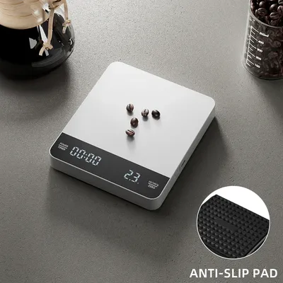 3Kg/0.1G High-Precision Coffee Digital Scale with Timer | Led Screen Anti-Slip Base | Italian Hand Brewing for Commercial and Home Use | Multi-Scenario for Camping Style, Kitchen and Office | Durable