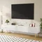 Meuble TV 175x35x40cm, meuble TV avec 2 tiroirs et portes, table TV avec espace de rangement, pour le salon, espace de rangement blanc