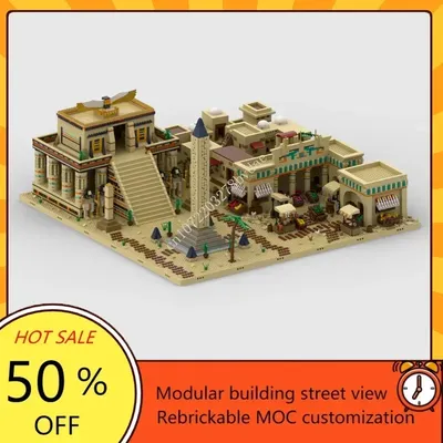 9916PCS Angepasst MOC Alte Ägypten Diorama Wüste Dorf Häuser DIY Benutzerdefinierte Bildung Montage Puzzle Spielzeug Weihnachten Spielzeug Geschenke Image
