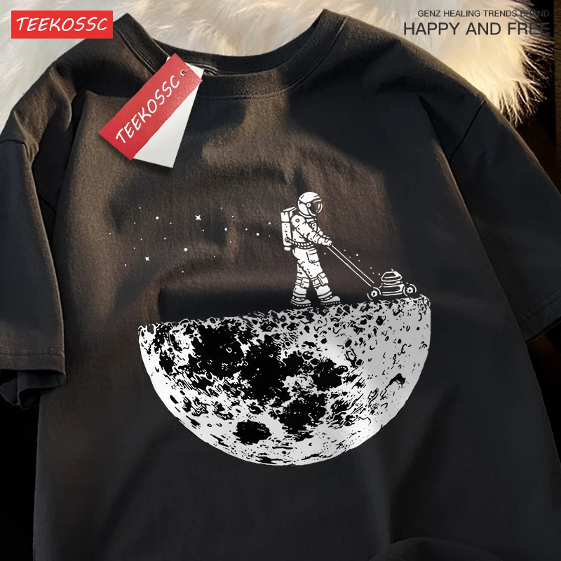 Astronauten Jäten Auf Dem Mond Männer Frauen Kurzarm Übergroßen Lose T-Shirt Hip Hop Atmungsaktive T Shirt Baumwolle T Street Tops Image