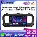 Camecho Wireless CarPlay Android Auto Autoradio für Citroen Jumpy 3 / Peugeot Expert / Toyota Proace 2016 GPS Stereo 4G WIFI