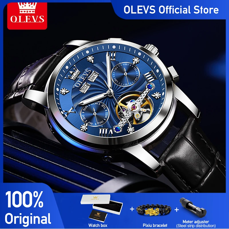 OLEVS 7088 Neue Original Luxus Herren Uhr Schwungrad Automatische Mechanische Uhr Wasserdicht Stahl Tag Datum Uhren Für Mann Reloj Image