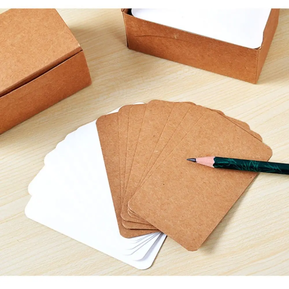 100 teile/schachtel doppelseitige Leere Kraft Papier Karte Wort Karte Nachricht Karte DIY Postkarte Geschenk Gruß Einladung Karte Image