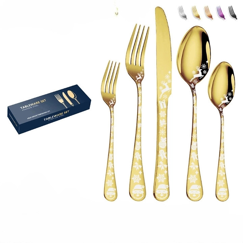 20/40 Piece Christmas Tableware Set for 8, Black Flatware set Service for 8,Unique Christmas Tree Snowflake Pattern DesignSatin Finish Cutlery for 8,Dishwasher Safe