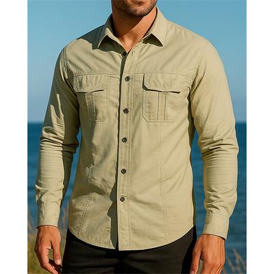 Men's Hiking Shirt Military Shirt Waterproof Shirt Long Sleeve Turndown Shirt Top Outdoor Breathable Nylon Black Army Green Khaki Hunting Fishing Camping / Hiking / Caving