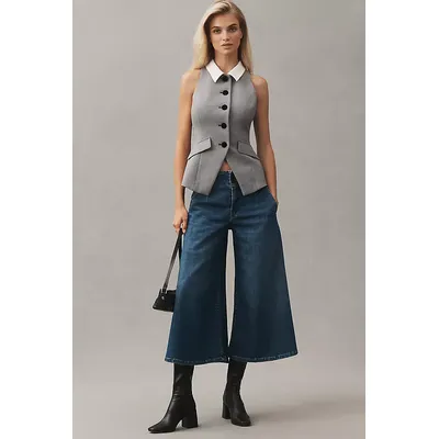 Pilcro High-Rise Crop Wide-Leg Culotte Jeans