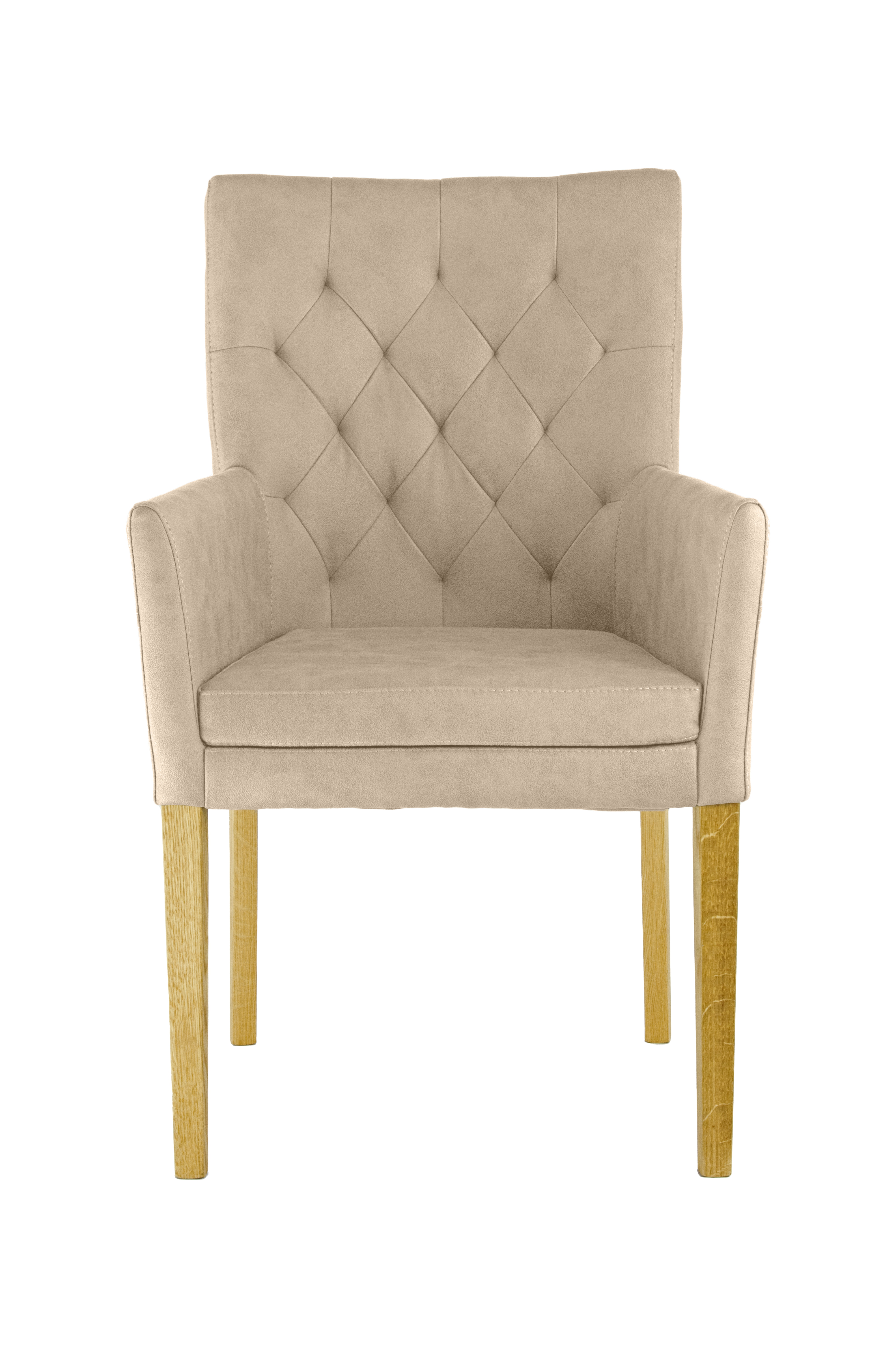 Armlehnstuhl HOME AFFAIRE "Colorado", beige (beige, eiche natur), B:60 H:94,5 T:60, Polyester, Stühle, Gestell aus Massivholz Image