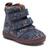Lauflernschuh BISGAARD "storm lamb", Kinder, Gr. 26, blau (blau flower), Leder, casual, Schuhe, Babyschuh mit Lammfell, Größenschablone zum Download