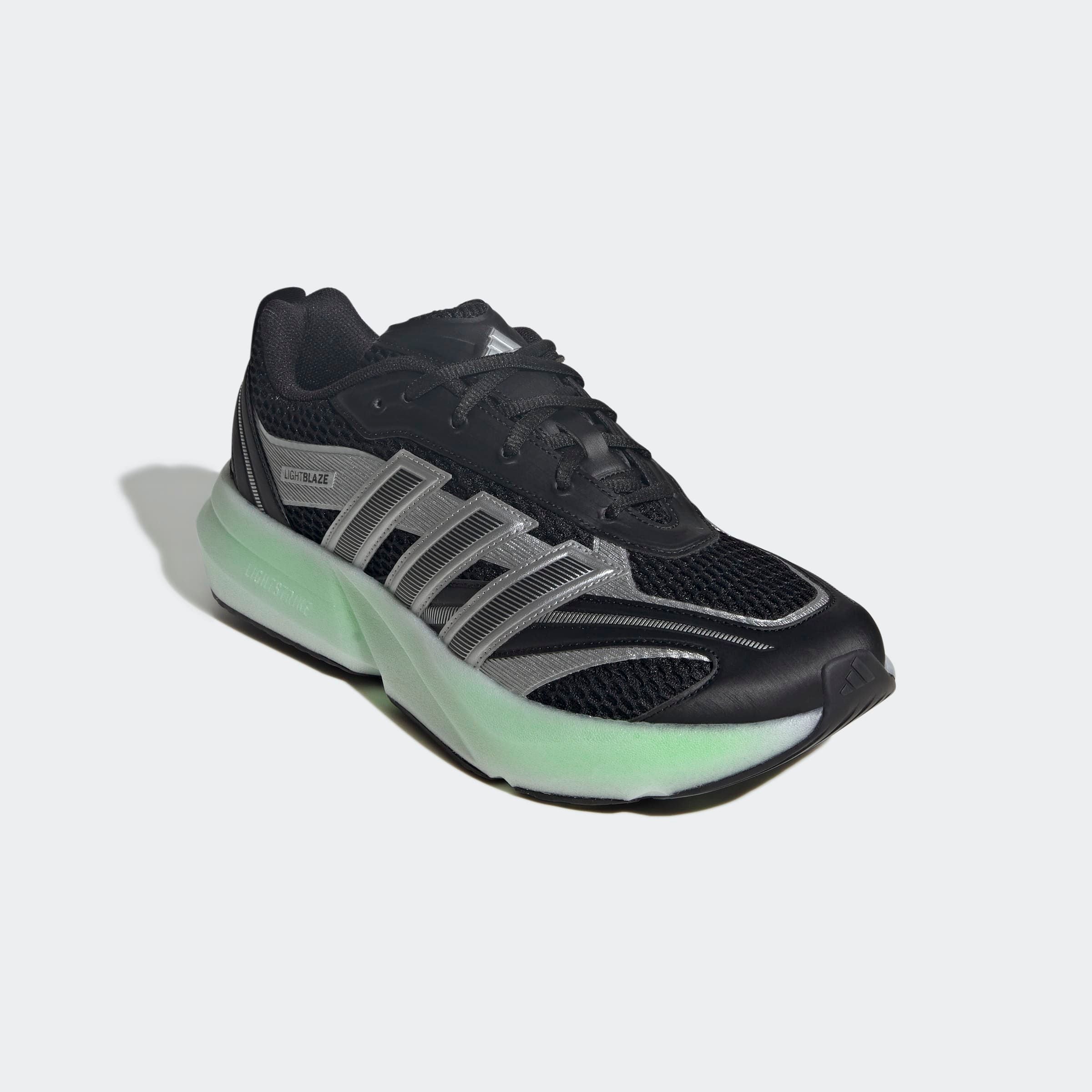 Sneaker ADIDAS SPORTSWEAR "LIGHTBLAZE GLOW E", Gr. 44, silber (core schwarz, silber metallic, lime burst), Synthetik, Textil, Sportlich, Schuhe
