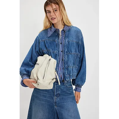 We The Free Layla Denim Jacket at Free People in Blue Jay, Size: XL