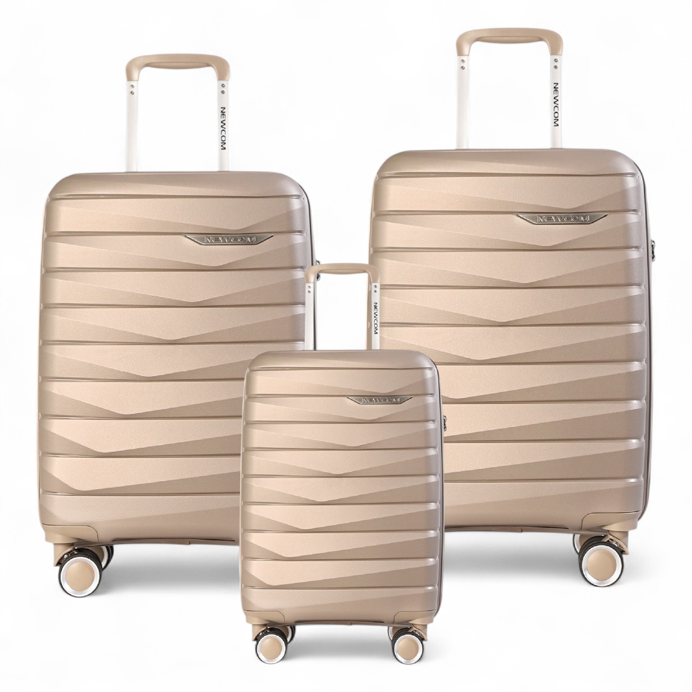 Hartschalenkoffer TSA Smoke Champagne Beige Robuster Koffer 8 Rollen Handgepäck Urlaubsreisekoffer Image