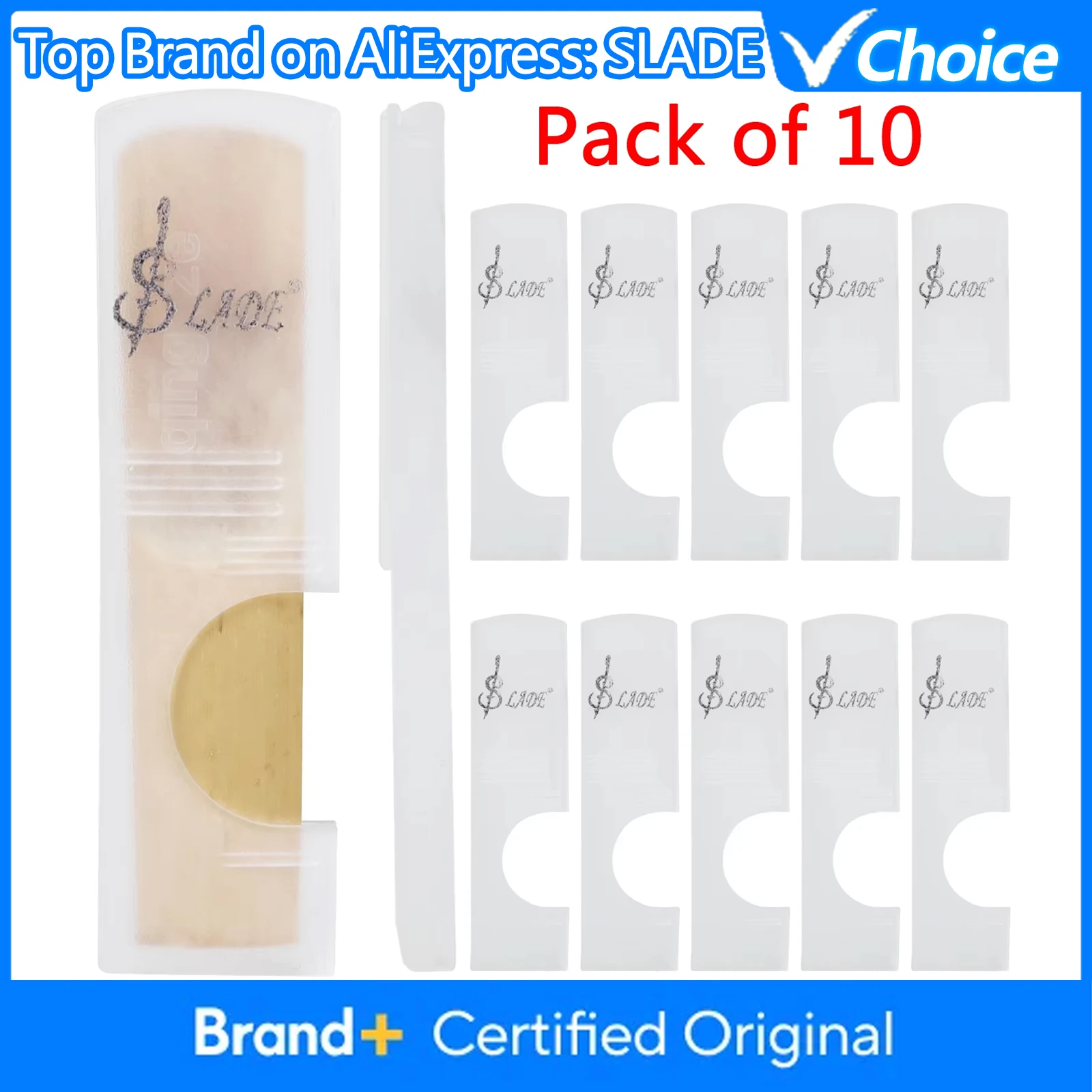 SLADE 10 Stück Saxophon Klarinette Reed Clip Case Aufbewahrung ABS Material Reed Protector Ohne Reed Holzblasinstrument Zubehör Image